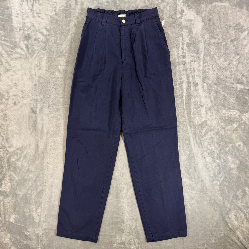 Vintage Neiman Marcus Pleated Trousers Women's Size 6 Navy Blue Tencel New